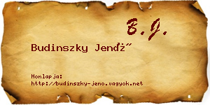 Budinszky Jenő névjegykártya